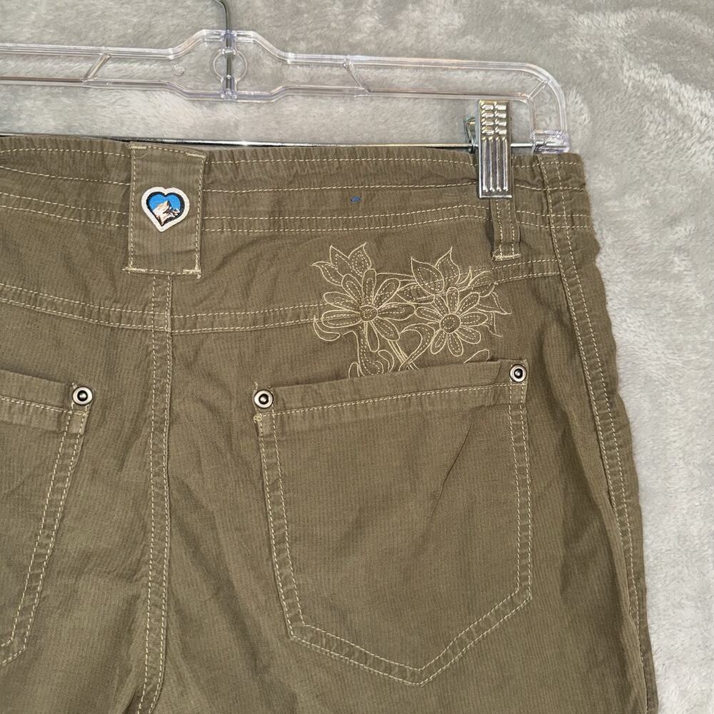 Kuhl Capri Pants SZ 6 Women Brown Flower Embroidered Hiking Outdoor Y2K Granola